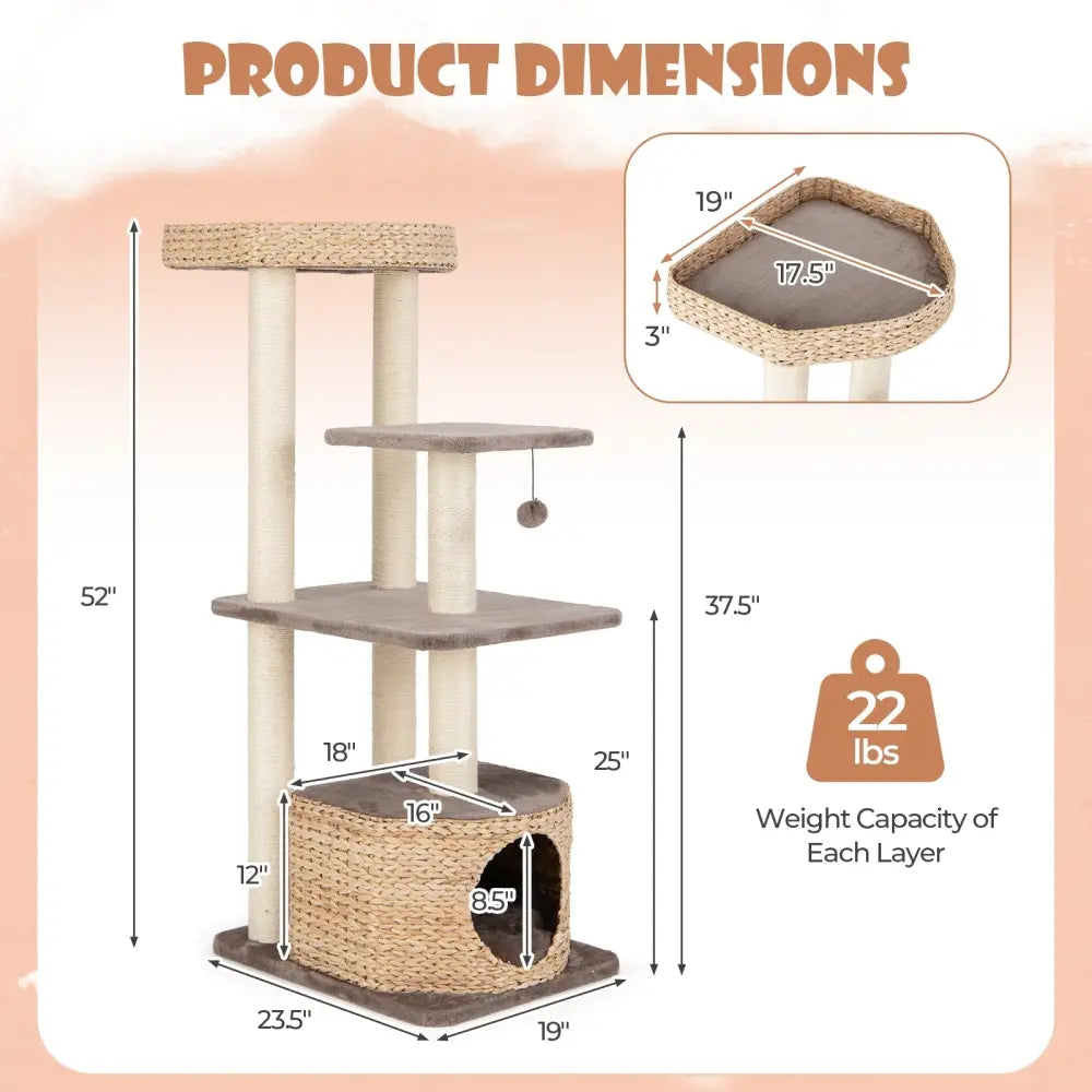 4 Layer Cat Tower with Scratching Posts Condo and Washable Cushions-Coffee - Coffee - Cat Trees Condos & Scratchers