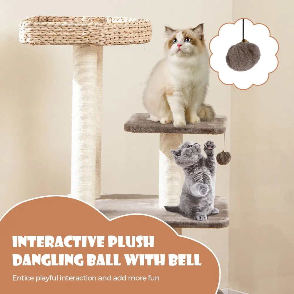 4 Layer Cat Tower with Scratching Posts Condo and Washable Cushions-Coffee - Coffee - Cat Trees Condos & Scratchers