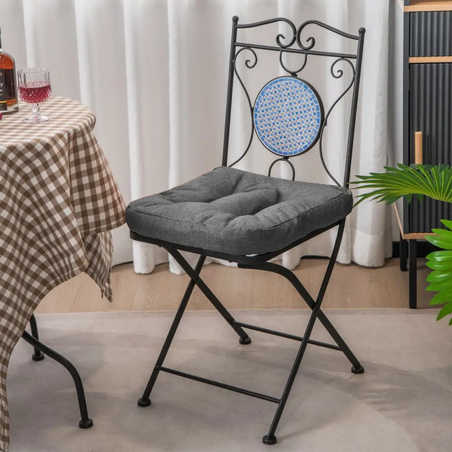 4 Pack 17.5 x 17 Inch U-Shaped Chair Pads with Polyester Cover-Gray - Gray - Outdoor Furniture Accessories