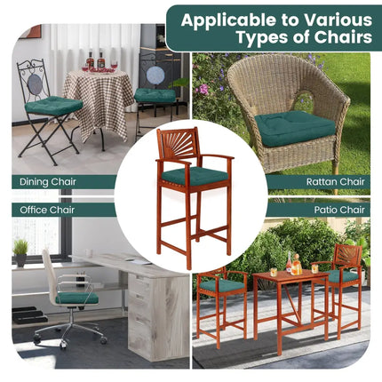 4 Pack 17.5 x 17 Inch U-Shaped Chair Pads with Polyester Cover-Green - Green - Outdoor Furniture Accessories