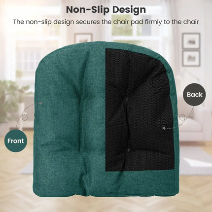 4 Pack 17.5 x 17 Inch U-Shaped Chair Pads with Polyester Cover-Green - Green - Outdoor Furniture Accessories