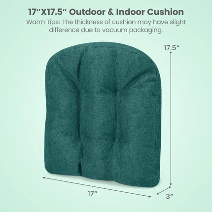 4 Pack 17.5 x 17 Inch U-Shaped Chair Pads with Polyester Cover-Green - Green - Outdoor Furniture Accessories