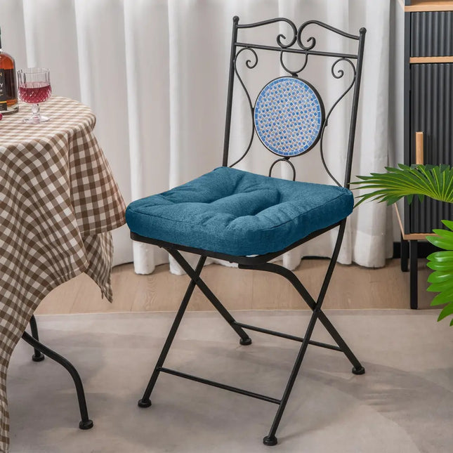 4 Pack 17.5 x 17 Inch U-Shaped Chair Pads with Polyester Cover-Navy - Navy - Outdoor Furniture Accessories