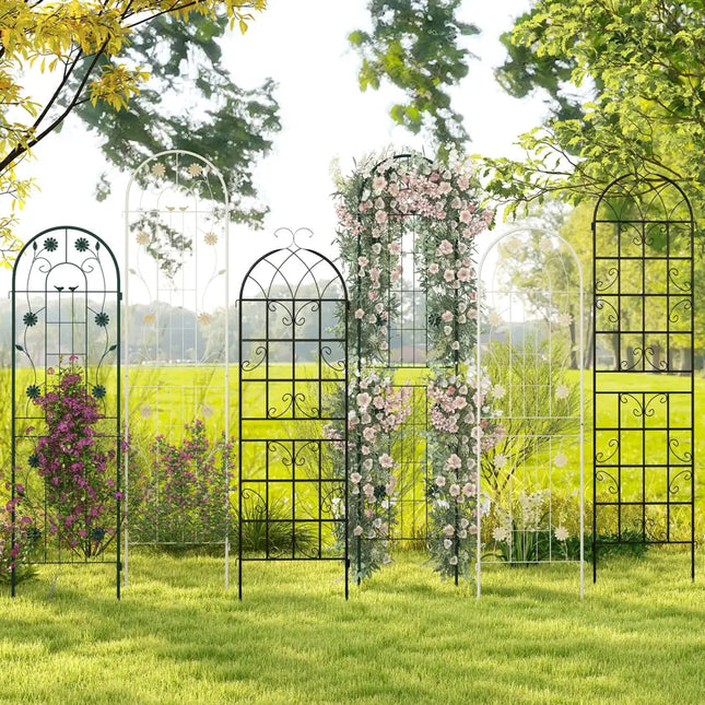 4 Pack 71 x 20 Inches Metal Garden Trellis for Climbing Plants-White - White - Plant Supports