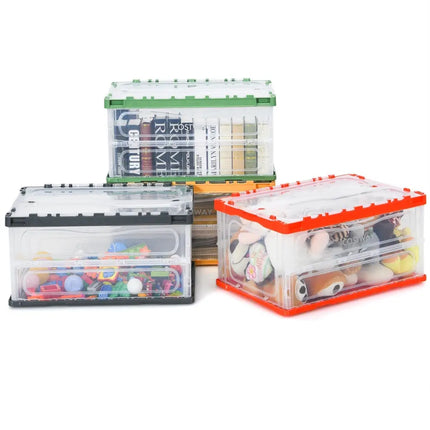 4 Pack Collapsible and Stackable Plastic Storage Bins with Attached Lid-L Costway