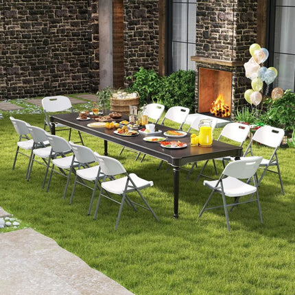 4 Pack Folding Stackable Chairs with Metal Frame and Carrying Handle-White Costway