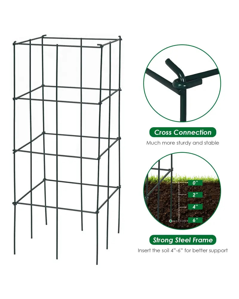 4 Pack Garden Trellis for Climbing Plants for Flower Vegetable - Black - Plant Supports
