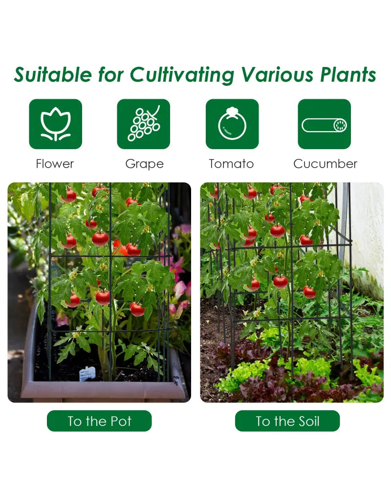 4 Pack Garden Trellis for Climbing Plants for Flower Vegetable - Black - Plant Supports