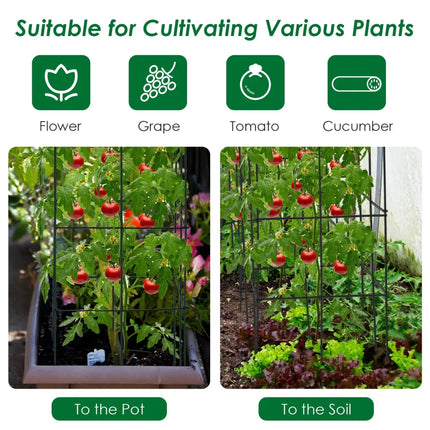 4 Pack Garden Trellis for Climbing Plants for Flower Vegetable - Black - Plant Supports