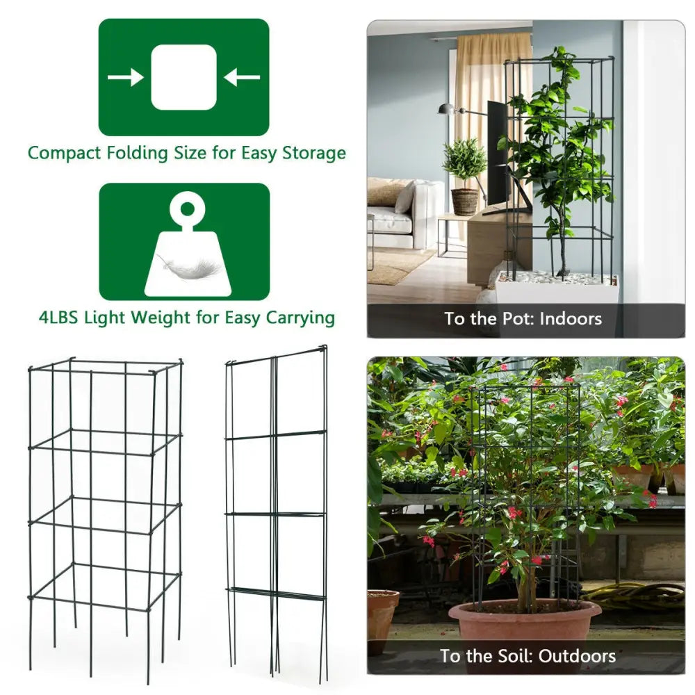 4 Pack Garden Trellis for Climbing Plants for Flower Vegetable - Black - Plant Supports