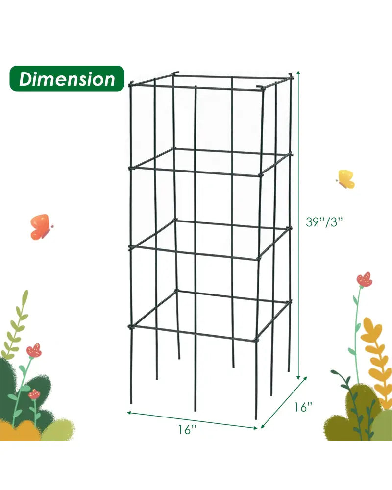 4 Pack Garden Trellis for Climbing Plants for Flower Vegetable - Black - Plant Supports