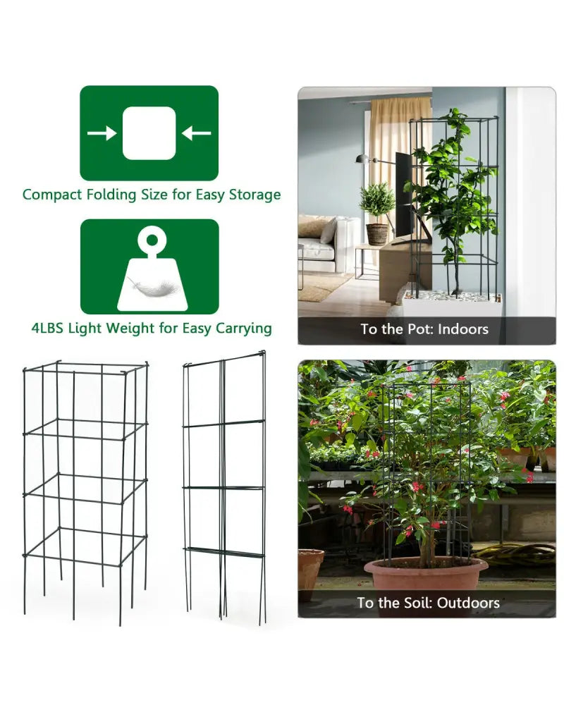 4 Pack Garden Trellis for Climbing Plants for Flower Vegetable - Black - Plant Supports