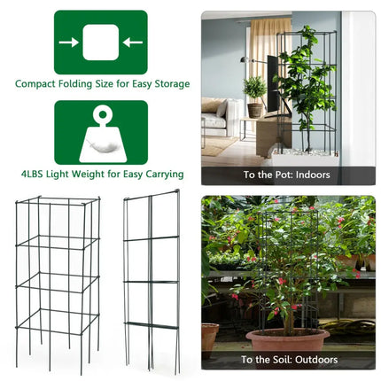 4 Pack Garden Trellis for Climbing Plants for Flower Vegetable - Black - Plant Supports