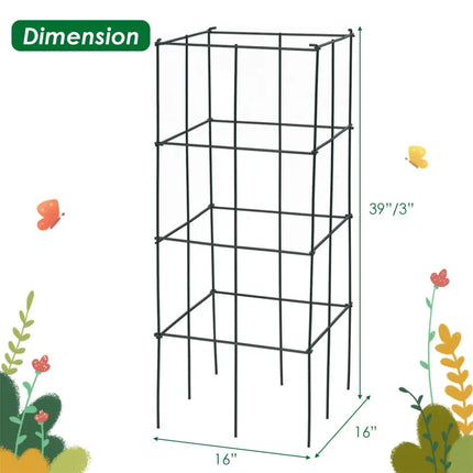 4 Pack Garden Trellis for Climbing Plants for Flower Vegetable - Black - Plant Supports