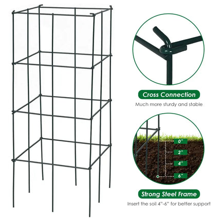 4 Pack Garden Trellis for Climbing Plants for Flower Vegetable - Black - Plant Supports