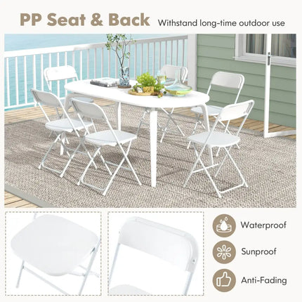 4 Pack Metal Folding Chairs with Plastic Seat and Back-White Costway