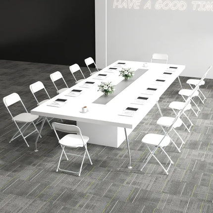 4 Pack Metal Folding Chairs with Plastic Seat and Back-White Costway