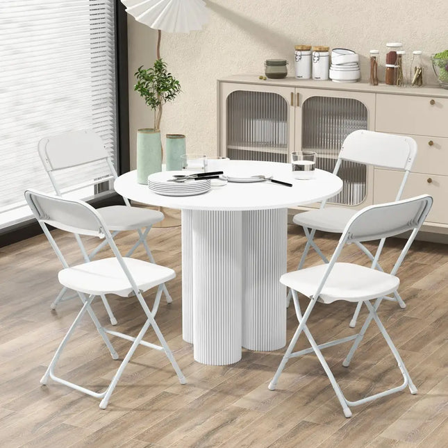 4 Pack Metal Folding Chairs with Plastic Seat and Back-White Costway