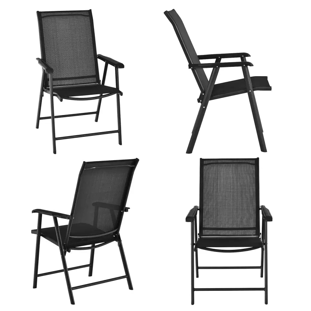4-Pack Patio Folding Chairs Portable for Outdoor Camping-Black - Black - Patio Dining Chairs