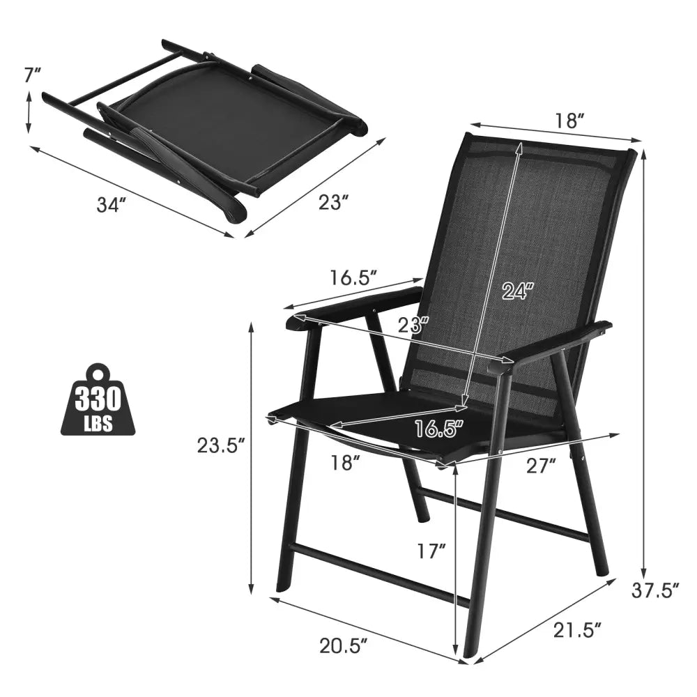 4-Pack Patio Folding Chairs Portable for Outdoor Camping-Black - Black - Patio Dining Chairs
