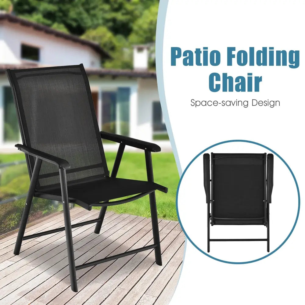 4-Pack Patio Folding Chairs Portable for Outdoor Camping-Black - Black - Patio Dining Chairs