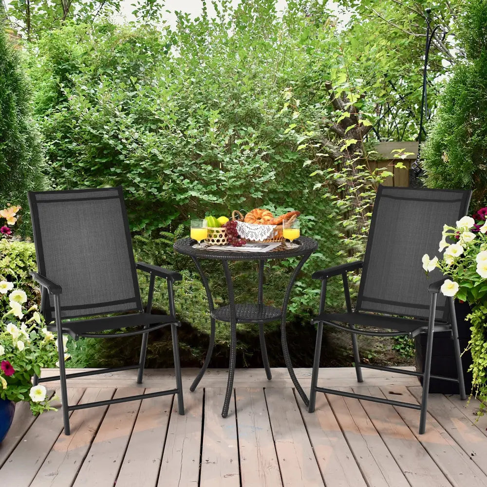 4-Pack Patio Folding Chairs Portable for Outdoor Camping-Black - Black - Patio Dining Chairs