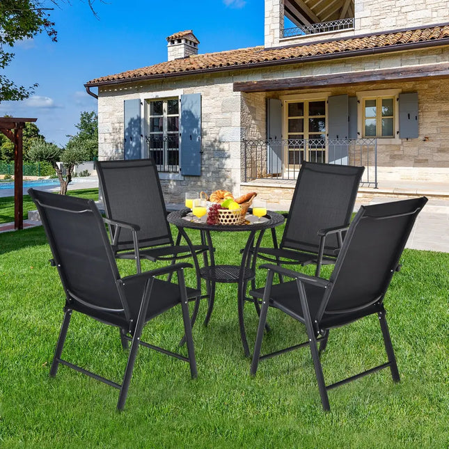 4-Pack Patio Folding Chairs Portable for Outdoor Camping-Black - Black - Patio Dining Chairs