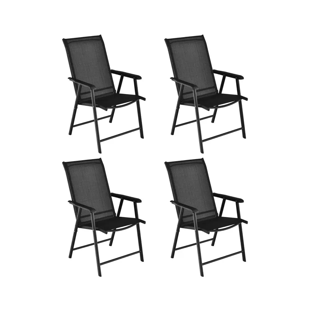 4-Pack Patio Folding Chairs Portable for Outdoor Camping-Black - Black - Patio Dining Chairs