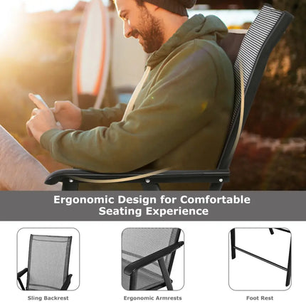 4-Pack Patio Folding Chairs Portable for Outdoor Camping-Gray - Gray - Patio Dining Chairs