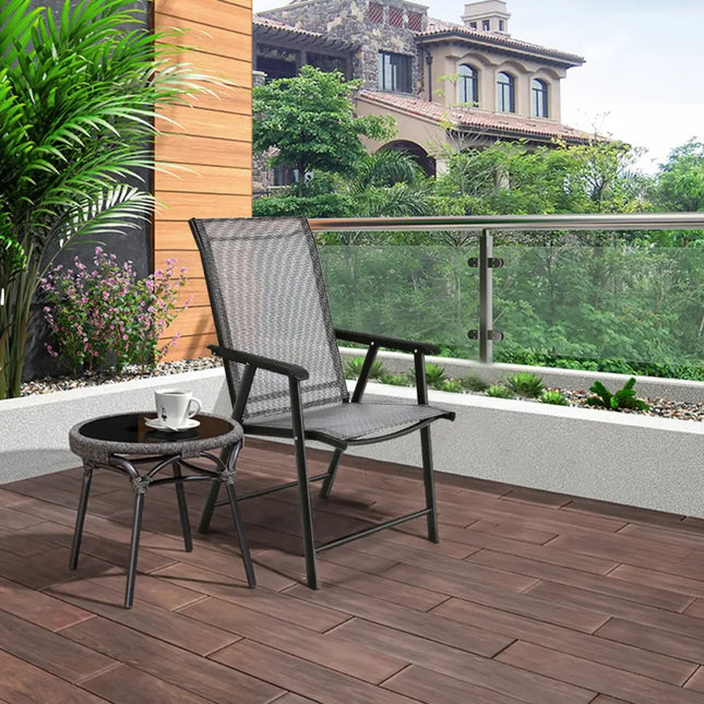 4-Pack Patio Folding Chairs Portable for Outdoor Camping-Gray - Gray - Patio Dining Chairs