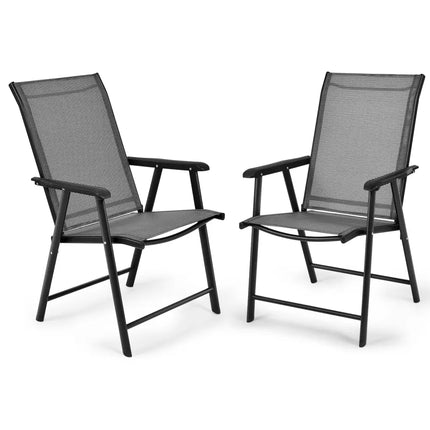 4-Pack Patio Folding Chairs Portable for Outdoor Camping-Gray - Gray - Patio Dining Chairs