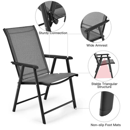 4-Pack Patio Folding Chairs Portable for Outdoor Camping-Gray - Gray - Patio Dining Chairs