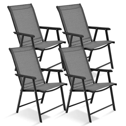4-Pack Patio Folding Chairs Portable for Outdoor Camping-Gray - Gray - Patio Dining Chairs