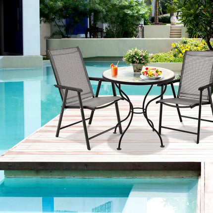 4-Pack Patio Folding Chairs Portable for Outdoor Camping-Gray - Gray - Patio Dining Chairs