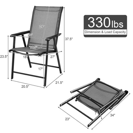 4-Pack Patio Folding Chairs Portable for Outdoor Camping-Gray - Gray - Patio Dining Chairs