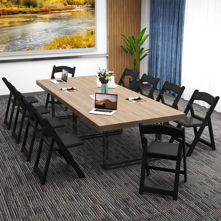 4 Pack Resin Folding Chairs with Padded Seat-Black Costway