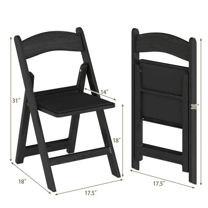 4 Pack Resin Folding Chairs with Padded Seat-Black Costway