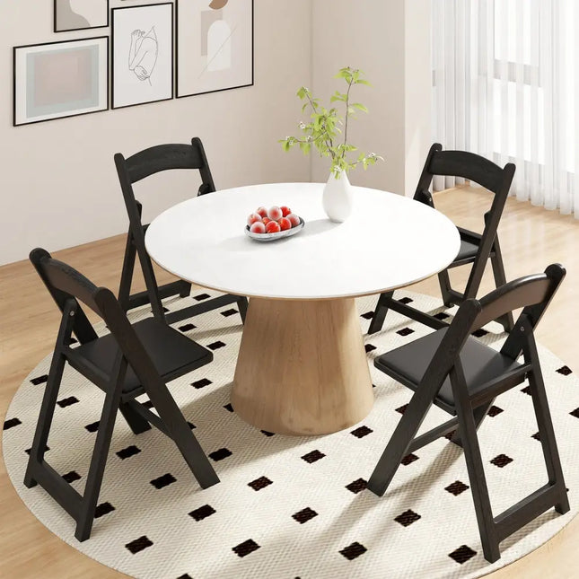 4 Pack Resin Folding Chairs with Padded Seat-Black Costway
