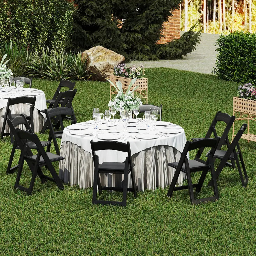 4 Pack Resin Folding Chairs with Padded Seat-Black - Black - Dining Chairs