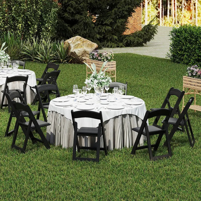 4 Pack Resin Folding Chairs with Padded Seat-Black Costway