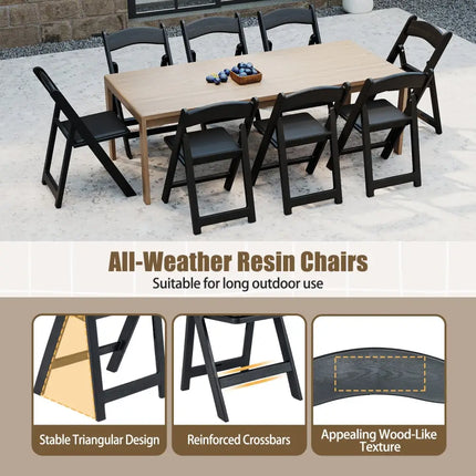 4 Pack Resin Folding Chairs with Padded Seat-Black Costway