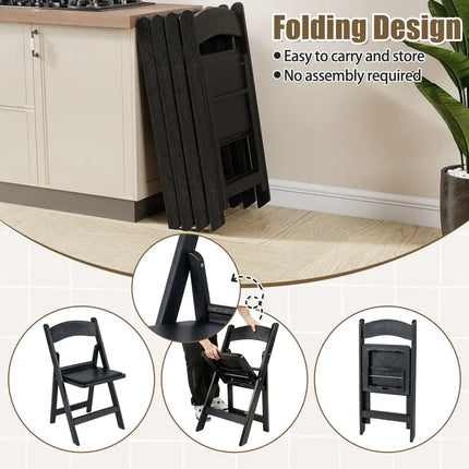 4 Pack Resin Folding Chairs with Padded Seat-Black Costway