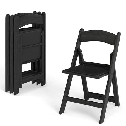 4 Pack Resin Folding Chairs with Padded Seat-Black Costway