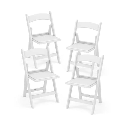4 Pack Resin Folding Chairs with Padded Seat-White - White - Dining Chairs