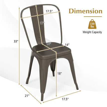 4 Pcs Modern Bar Stools with Removable Back and Rubber Feet-Gun - Dark Brown - Dining Chairs