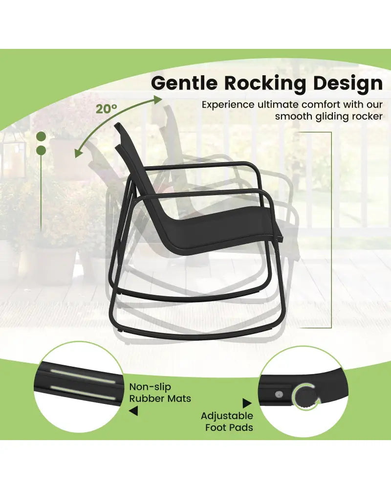 4 PCS Patio Furniture Set Outdoor Rocker Chair Conversation Set-Black - Black - Patio Conversation Sets