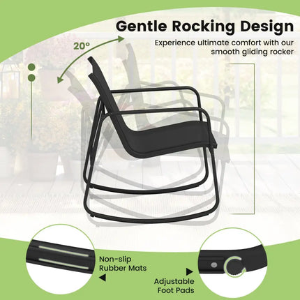 4 PCS Patio Furniture Set Outdoor Rocker Chair Conversation Set-Black - Black - Patio Conversation Sets