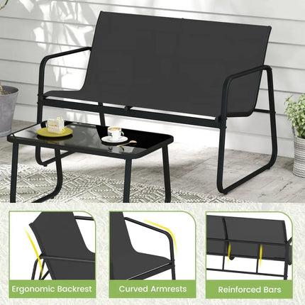 4 PCS Patio Furniture Set Outdoor Rocker Chair Conversation Set-Black - Black - Patio Conversation Sets