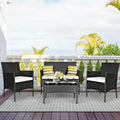 4 Pcs Patio Rattan Cushioned Sofa Furniture Set-White - White - Patio Conversation Sets