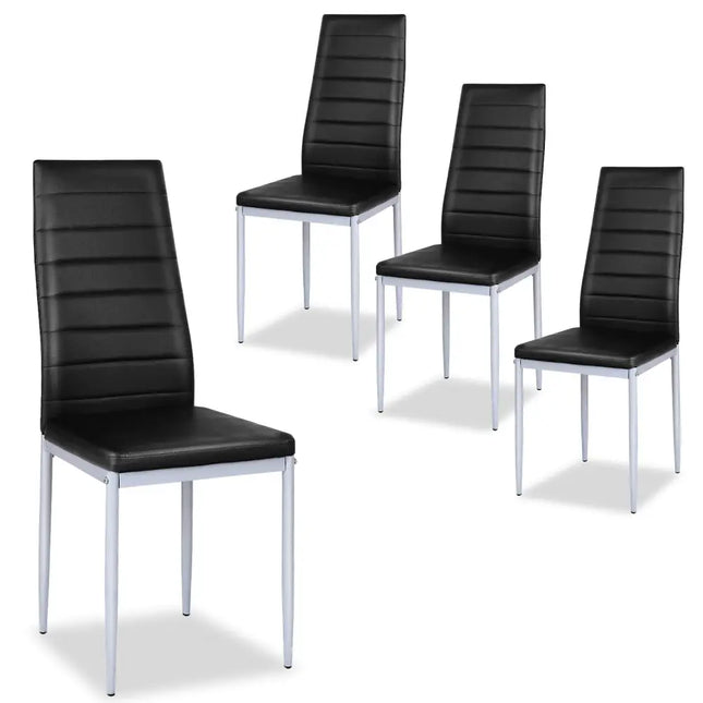 4 pcs PVC Leather Dining Side Chairs Elegant Design -Black Costway